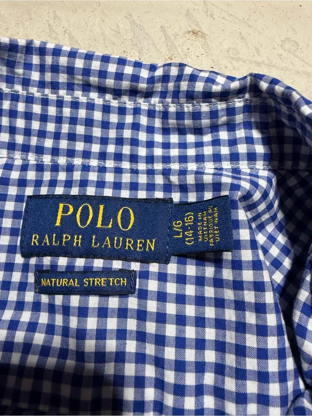 Polo Ralph Lauren Blue Gingham Button-Down Shirt large 14-16